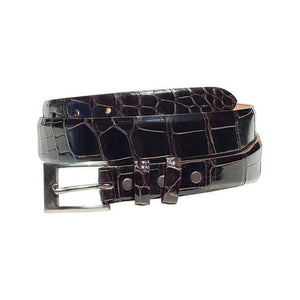 Crescent Glossy Alligator - Tapered,Luxury belts menGlossy Brown