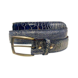 Ostrich Leg two - coloured handpainted,Luxury belts menNavy / hvit