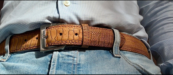 Bredal`s Ostrich Leg Suede skinnbelter - hva er forskjellen på suede og nubuck skinn? - Bredal Wild - The luxury leather shop.