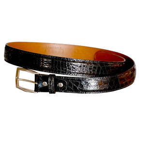 Glossy Caiman Crocodile 35 mm - a rare, handsome crocodile belt.,Luxury belts men Black