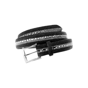 Black / white Stingray 35 mm bredde. Fra Indonesia,Luxury belts men Sort/hvit