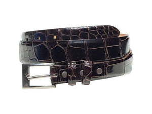 Crescent Glossy Alligator - Tapered,Luxury belts menGlossy Brown
