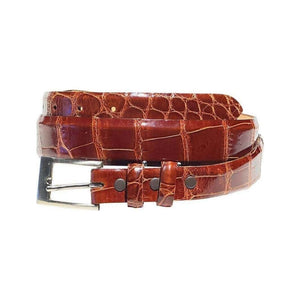Crescent Glossy Alligator - Tapered,Luxury belts menGlossy Cognac