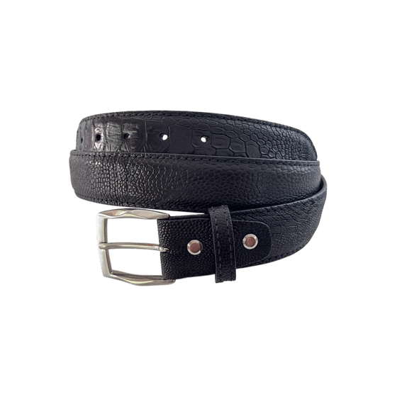 Ostrich Leg Suede i 35 mm bredde. Fra Sør - Afrika,Luxury belts menBlack
