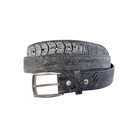 Ostrich Leg Suede i 35 mm bredde. Fra Sør - Afrika,Luxury belts menGrey