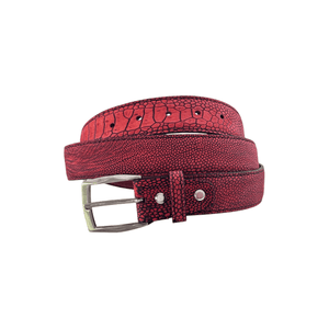 Ostrich Leg Suede i 35 mm bredde. Fra Sør - Afrika,Luxury belts menRed