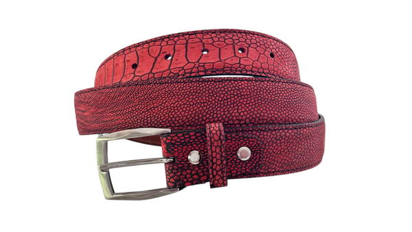 Red Ostrich Leg Suede