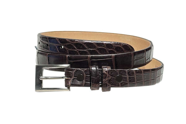 Slim Matte Brown Alligator skinnbelte