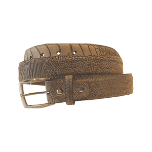Ostrich Leg Suede i 35 mm bredde. Fra Sør - Afrika,Luxury belts menTan