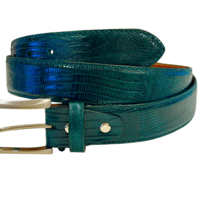 Teju Lizard - liten øgle fra Bolivia og Argentina, Luxury belts men Forest green