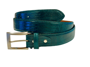 Teju Lizard - liten øgle fra Bolivia og Argentina, Luxury belts men Forest green