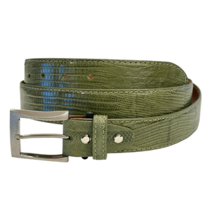 Teju Lizard - liten øgle fra Bolivia og Argentina, Luxury belts men Olive