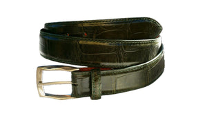 BREDAL Bespoke Glossy Wild Alligator 35 mm,Luxury belts men Olive