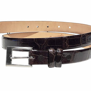 Crescent Alligator slims 25 mm,Luxury belts womens Glossy Brown