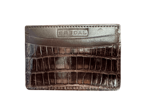 Credit card holder - ekte Caiman krokodilleskinn fra Argentina,Wallets men Brown