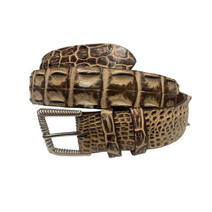 Crocodile Hornback. 38 mm. Men,Luxury belts men Antique Brown