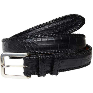 Crocodile Whipstitch. 38 mm. Luxury belts men. Black