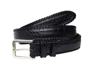 Crocodile Whipstitch. 38 mm. Luxury belts men. Black