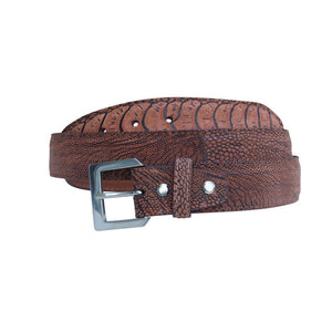 Ostrich Leg Suede i 35 mm bredde. Fra Sør - Afrika,Luxury belts men Cognac