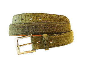 Ostrich Leg Suede i 35 mm bredde. Fra Sør - Afrika,Luxury belts men Olive