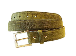 Ostrich Leg Suede i 35 mm bredde. Fra Sør - Afrika,Luxury belts men Olive