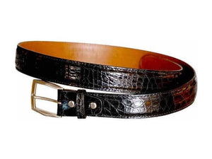Glossy Caiman Crocodile 35 mm - et sjeldent flott krokodillebelte.,Luxury belts menBlack