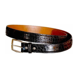 Glossy Caiman Crocodile 35 mm - et sjeldent flott krokodillebelte.,Luxury belts menBlack