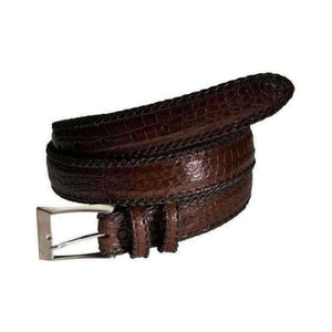 Crocodile Whipstitch. 38 mm. Luxury belts men. Brown