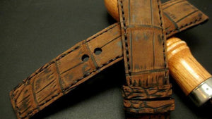 BREDAL Watch straps men Wild Alligator Watch Straps. Nubuck.  Men. Brown