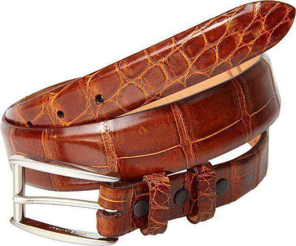 BREDAL / CRESCENT Luxury belts men Glossy Cognac / 39/99 Crescent Glossy Alligator - Tapered