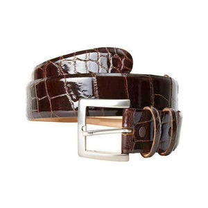 BREDAL Bespoke Glossy Wild Alligator 35 mm,Luxury belts menBrown