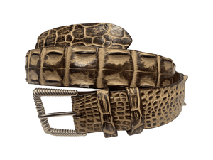 Crocodile Hornback. 38 mm. Men,Luxury belts menAntique Grey