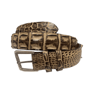 Crocodile Hornback. 38 mm. Men,Luxury belts menAntique Grey